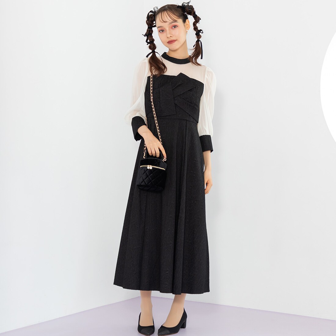 【formformaオリジナル】ジャガードワンピースドレス マザードレス》【formforma限定】ケープ付きジャガードワンピース