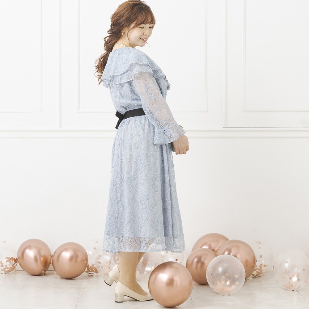 大きいサイズ】ビックフリルレースドレス/プラスサイズ/ぽっちゃり/2L