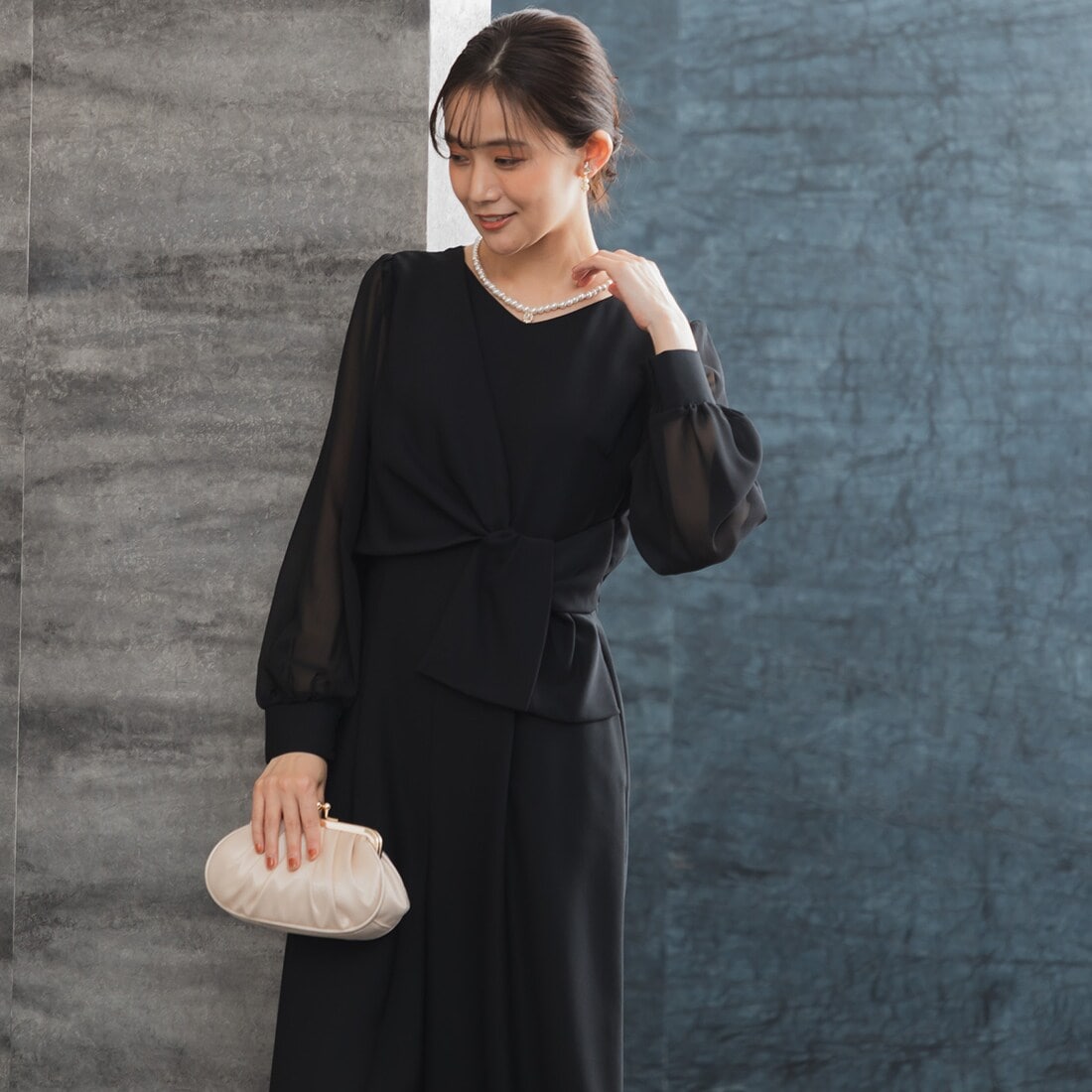 パール×ビジュー マグネットネックレス/結婚式/パーティー