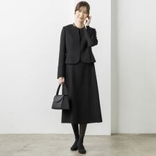 【喪服・礼服】ノーカラージャケット＆フレアワンピース/卒業式/入学式/ブラックフォーマル