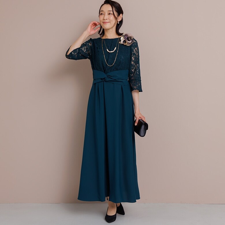 ジャガードレース/マザードレス/結婚式/母親/母/ドレス