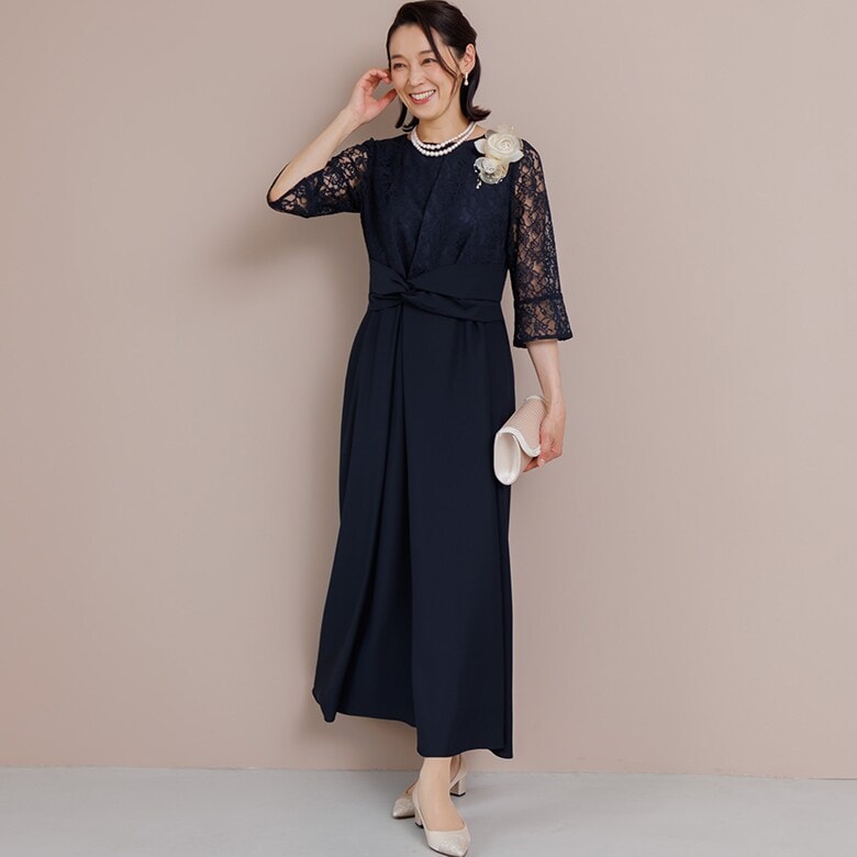 ジャガードレース/マザードレス/結婚式/母親/母/ドレス