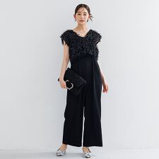 リボンチュールジレ×オールインワンドレス/結婚式/パーティー/お呼ばれ