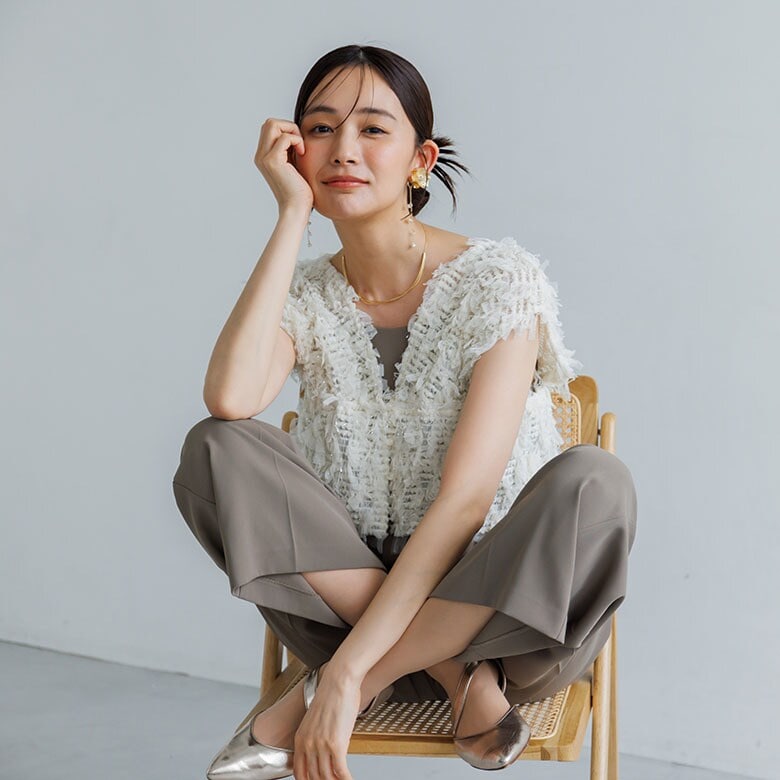 リボンチュールジレ×オールインワンドレス/結婚式/パーティー/お呼ばれ