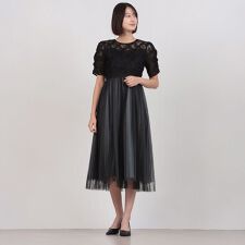 キラキラレース×チュールドレス/結婚式/パーティー/お呼ばれ 