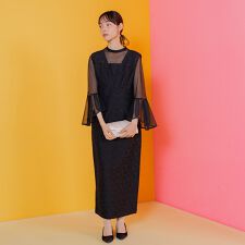 ジャガードジャンパースカート・フリルブラウスセット/結婚式 