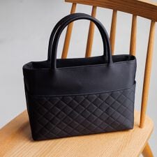 【慶弔両用】キルティングトートバッグ/喪服・礼服・ブラックフォーマル/ハンドバッグ