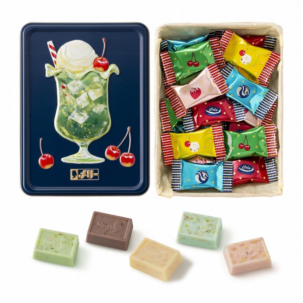 空缶 メリーチョコレート　アソートメント缶 大小合わせ１５点セット はじけるキャンディーチョコレート。 アソートメント缶 18個入
