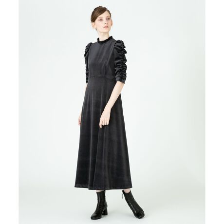 LOULOU WILLOUGHBY】トリアセベロアフレアーワンピース | ルル  