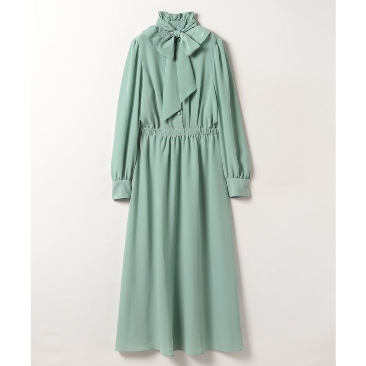 LOULOU WILLOUGHBY】ヴィーナスデシンフリルボウタイワンピース