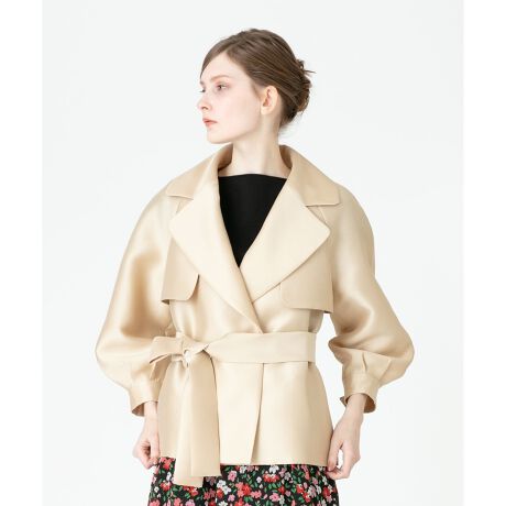 LOULOU WILLOUGHBY】シルキーダブルクロスショートトレンチ | ルル  