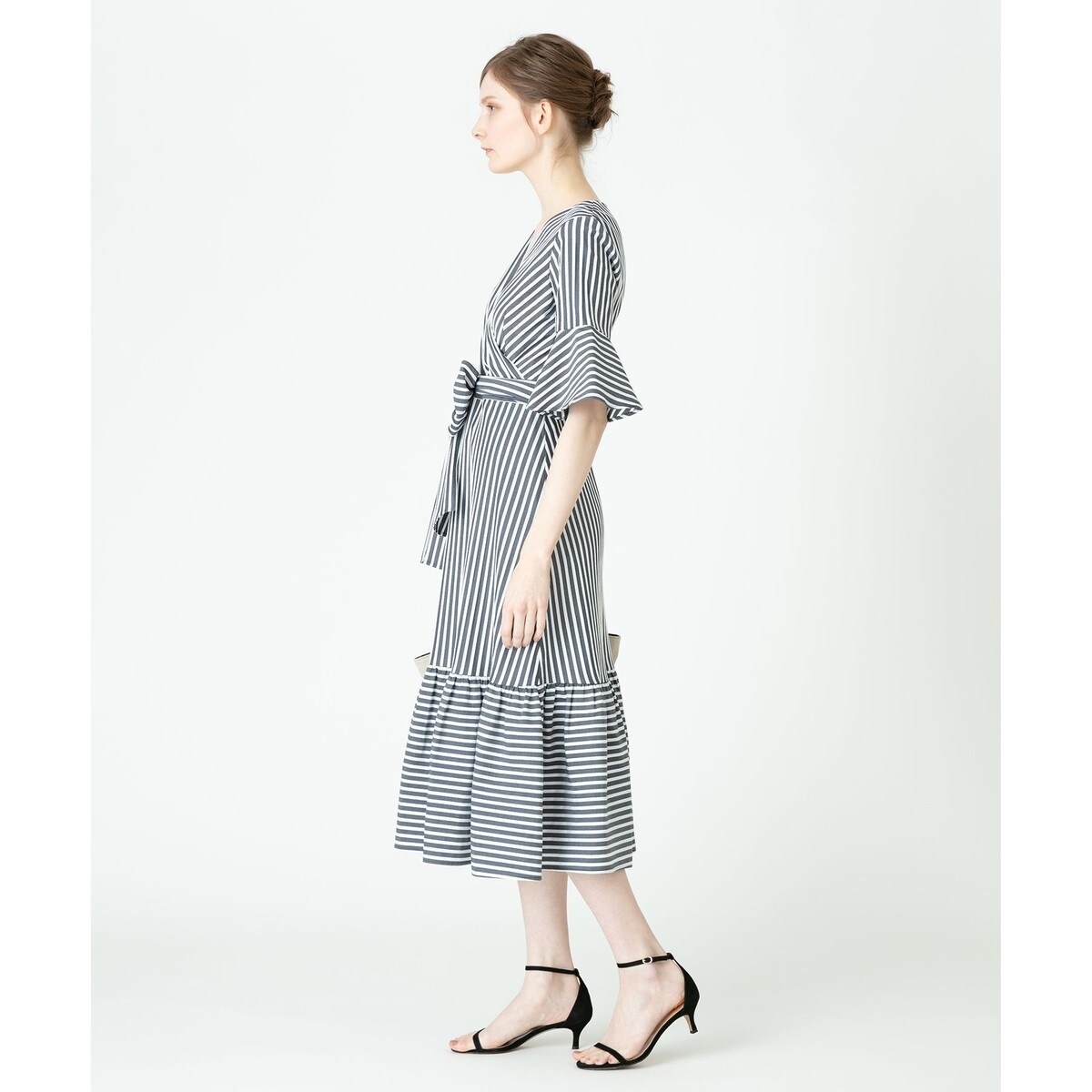 【美品LOULOU WILLOUGHBY】 ストライプ柄カシュクールワンピース 美品LOULOU WILLOUGHBY】 ストライプ柄カシュクールワンピース