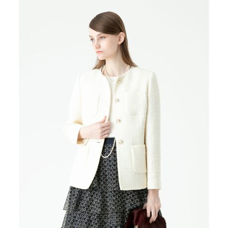 ジャケット ノーカラージャケット 「LOULOU WILLOUGHBY」ダブルクロス  