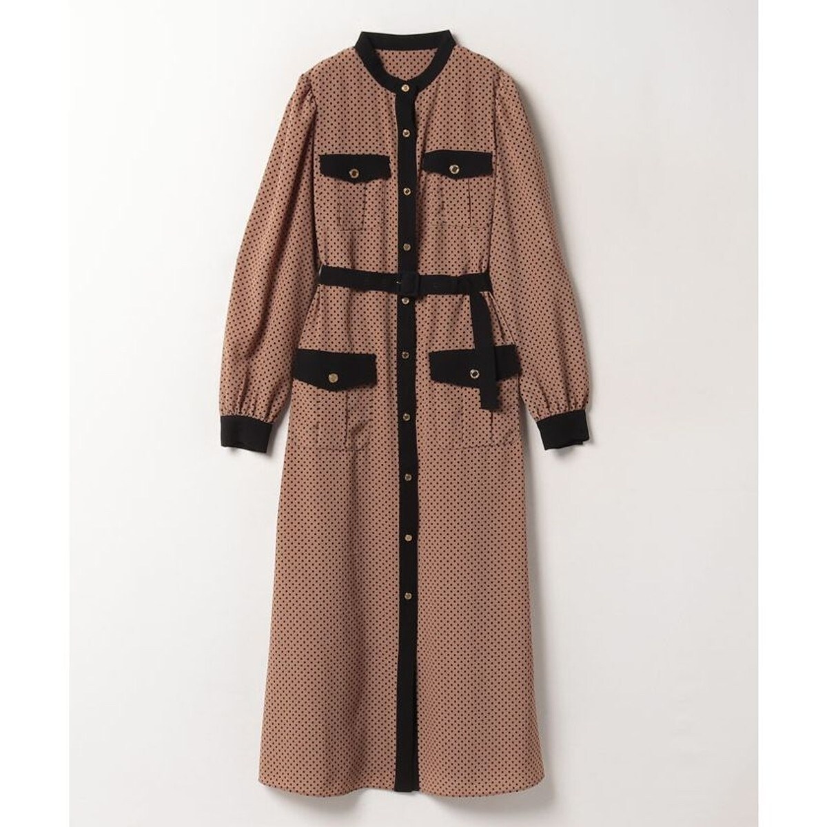 LOULOU WILLOUGHBY】デシンドットスタンドロングスリーブワンピース