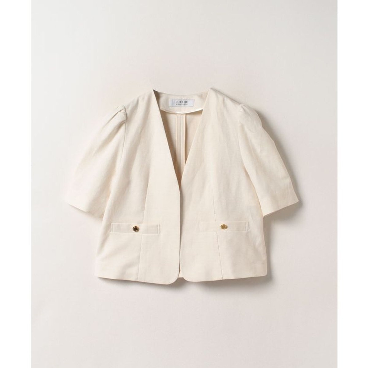 美品 LOULOU WILLOUGHBYリネンシャンブレーショートジャケット 黒 LOULOU WILLOUGHBY】リネンシャンブレーショートジャケット | ルル