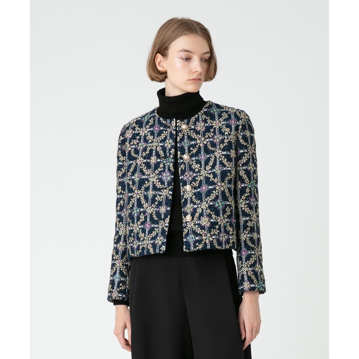 ルルウィルビー MALHIA KENTラメジャガードジャケット LOULOU WILLOUGHBY】MALHIA KENTラメジャガード ジャケット