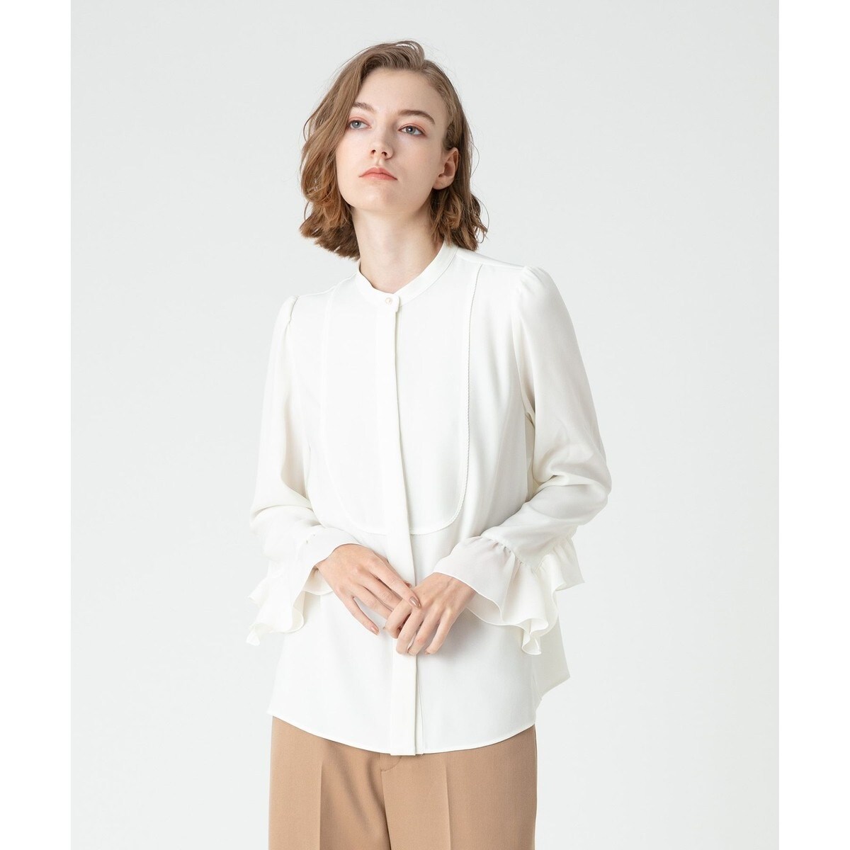 24SS✨ ルルウィルビー　フリルスタンドブラウス 定価 29,700 ◇【LOULOU WILLOUGHBY】フリルスタンドブラウス|allureville OFFICIAL