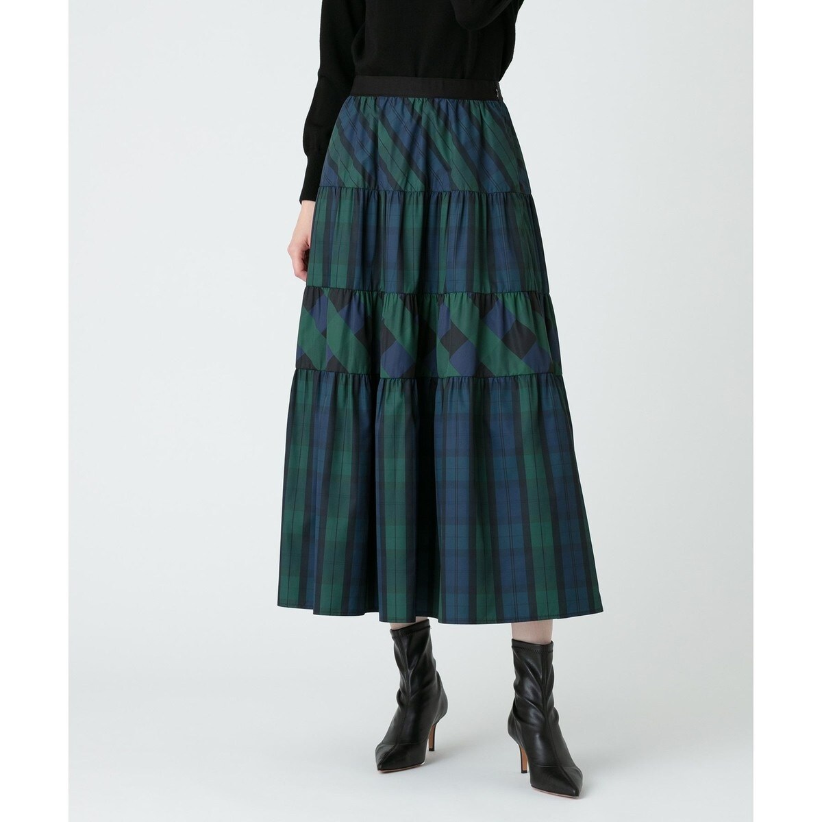 LOULOU WILLOUGHBY】MIXパターンチェックティアードスカート | ルル