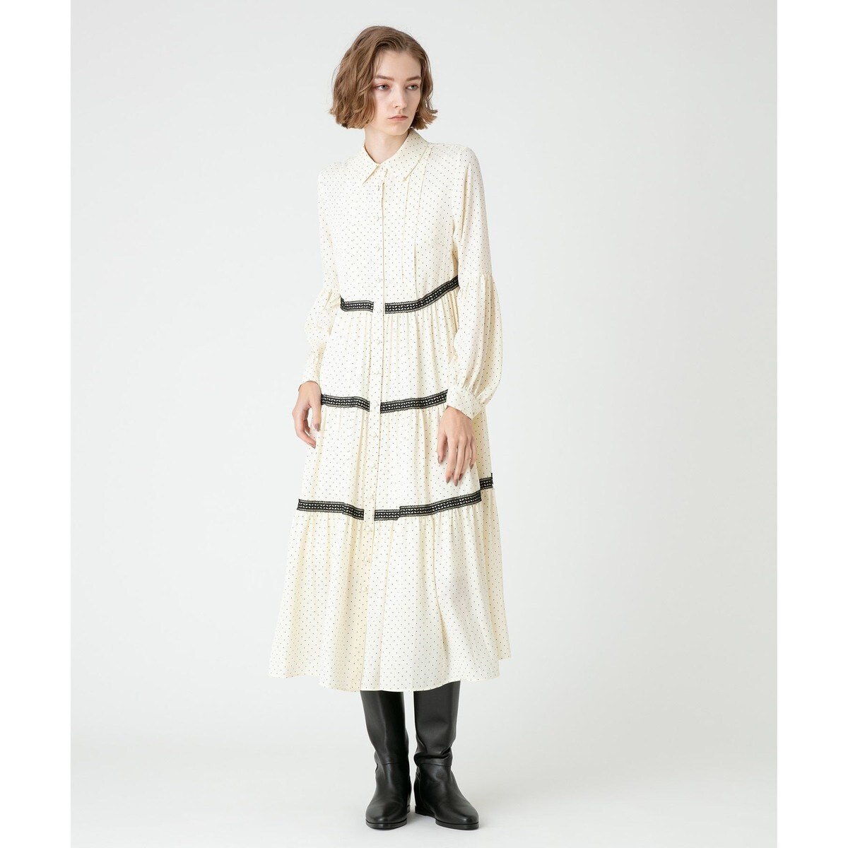 ✨美品✨定価5.2万 ルルウィルビー ピンドットブラウスワンピース