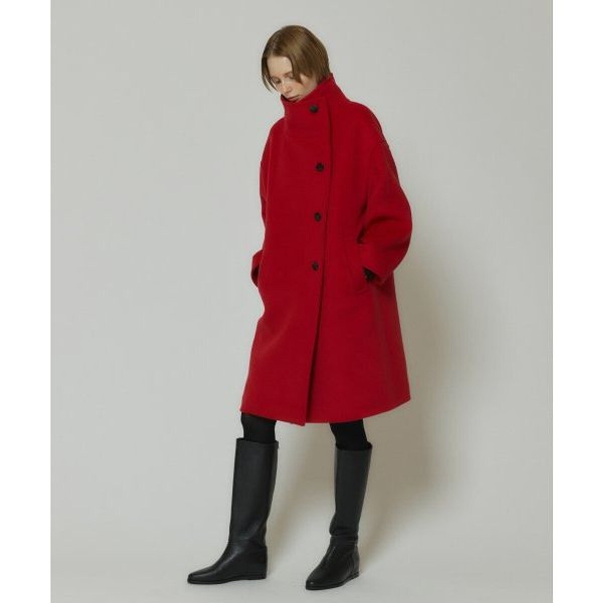 allureville アルアバイル ショートビーバーファネルネックコート ショートビーバーファネルネックコート | アルアバイル