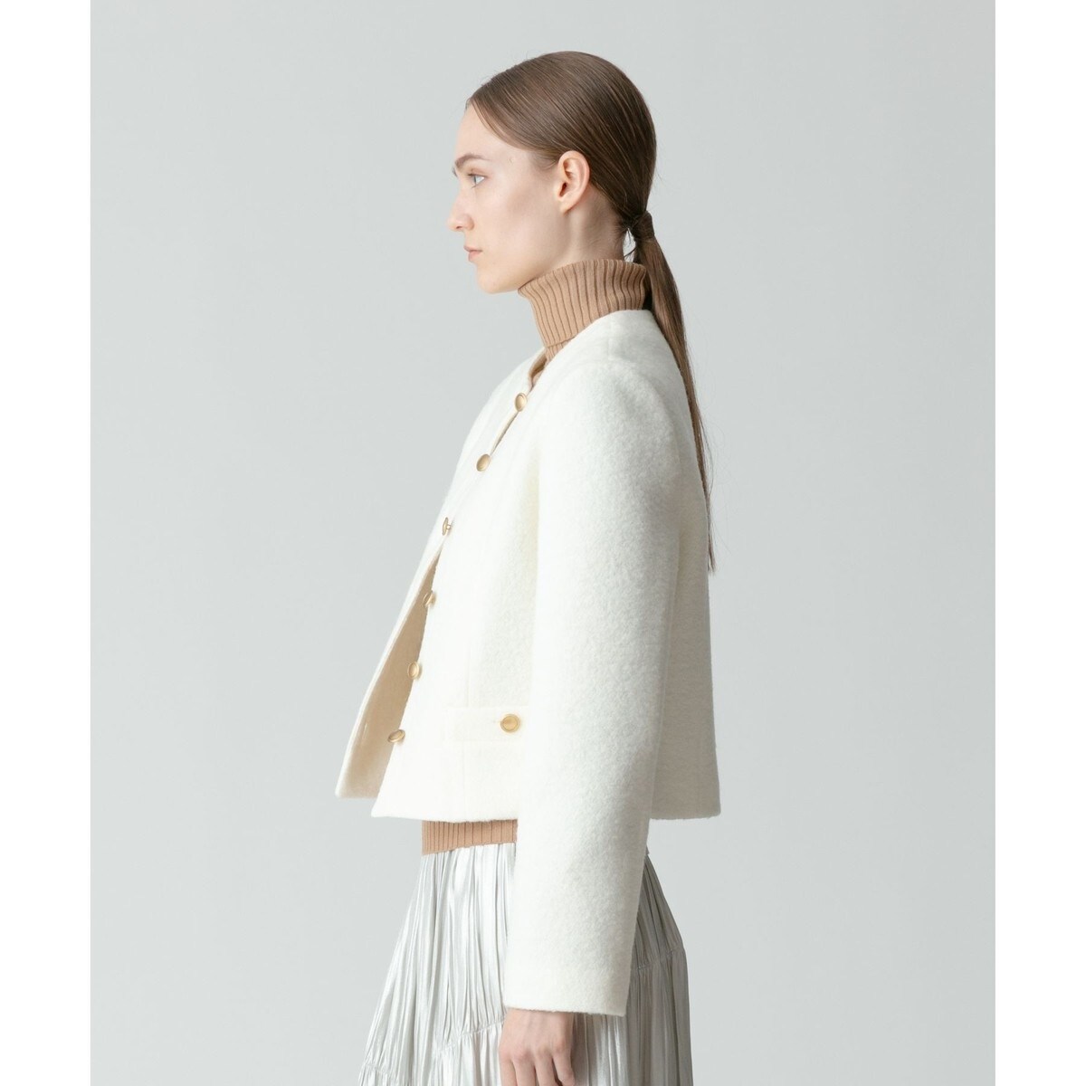 allureville ブークレショートジャケット セール】 ブークレショートジャケット （ノーカラージャケット