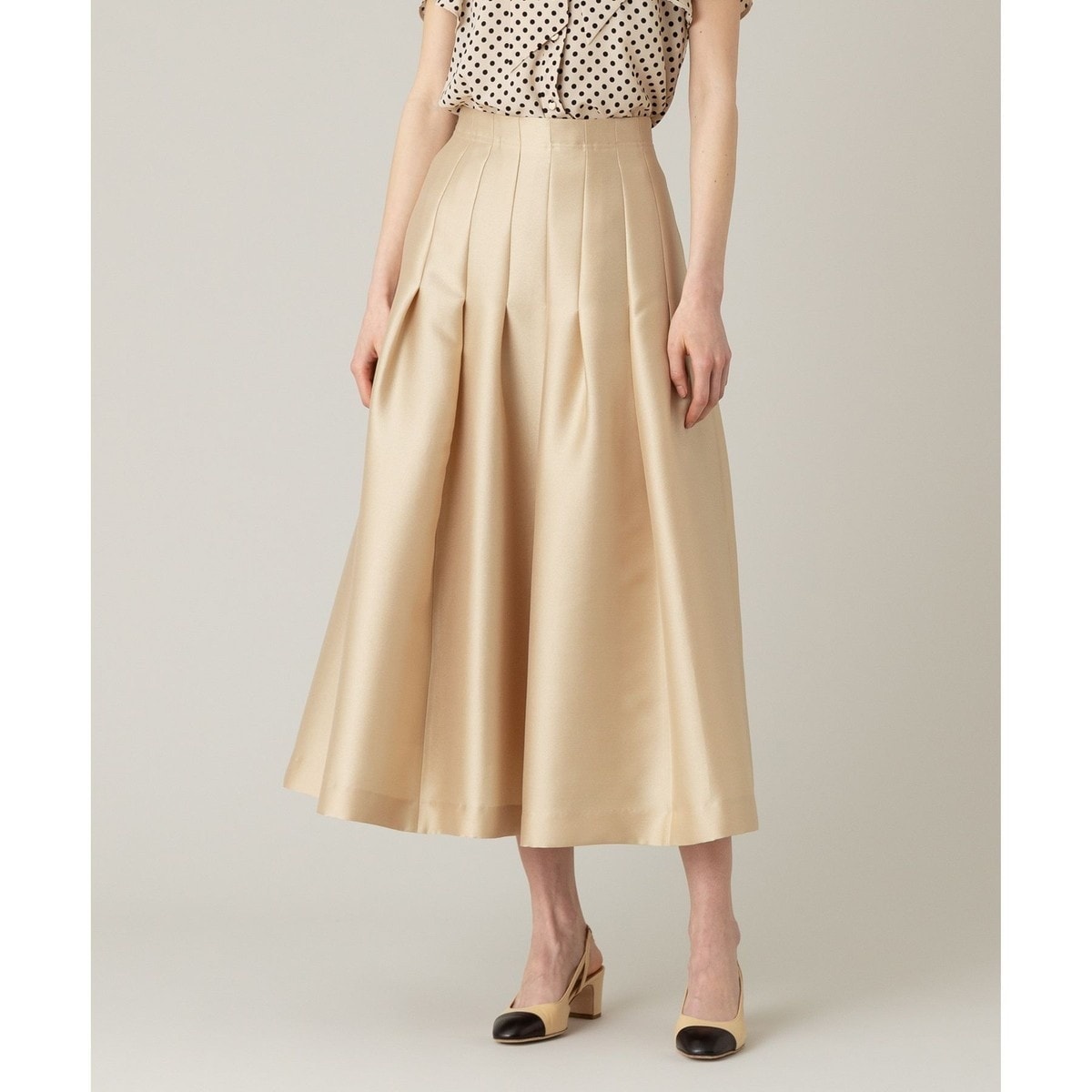 LOULOU WILLOUGHBY リボントリミングタックスカートベージュ 1 LOULOU WILLOUGHBY リボントリミングタックスカートベージュ 1