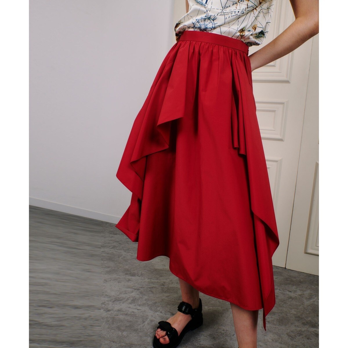 ◆ LOULOU WILLOUGHBY レモンプリントギャザースカート LOULOU WILLOUGHBY】レモンプリントギャザースカート | ルル