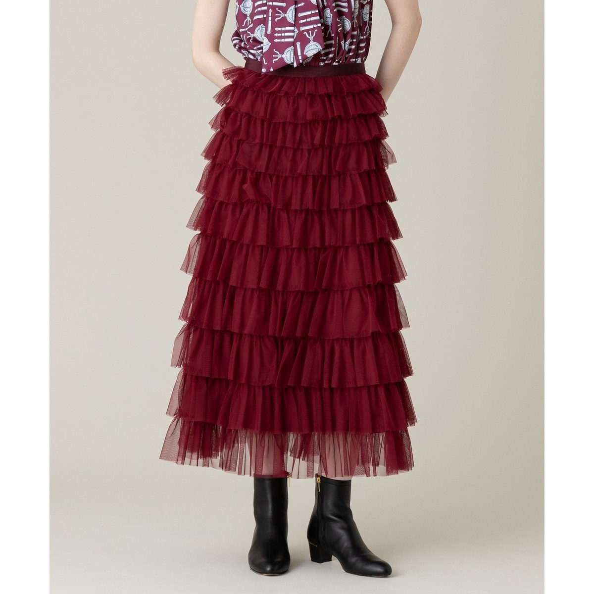 【最終値下げ】ルルウィルビー　スカート セール】【LOULOU WILLOUGHBY】イレギュラーラッフルスカート