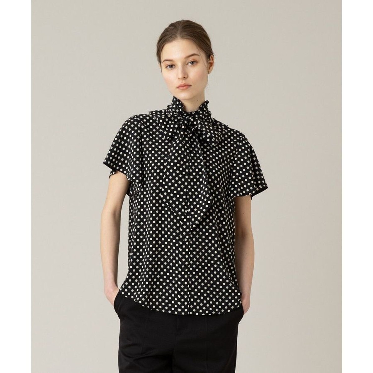 極美品　ルルウィルビー　ビッグドットブラウス　シアー　パール　長袖　2023 極美品ルルウィルビービッグドットブラウスシアーパール長袖2023