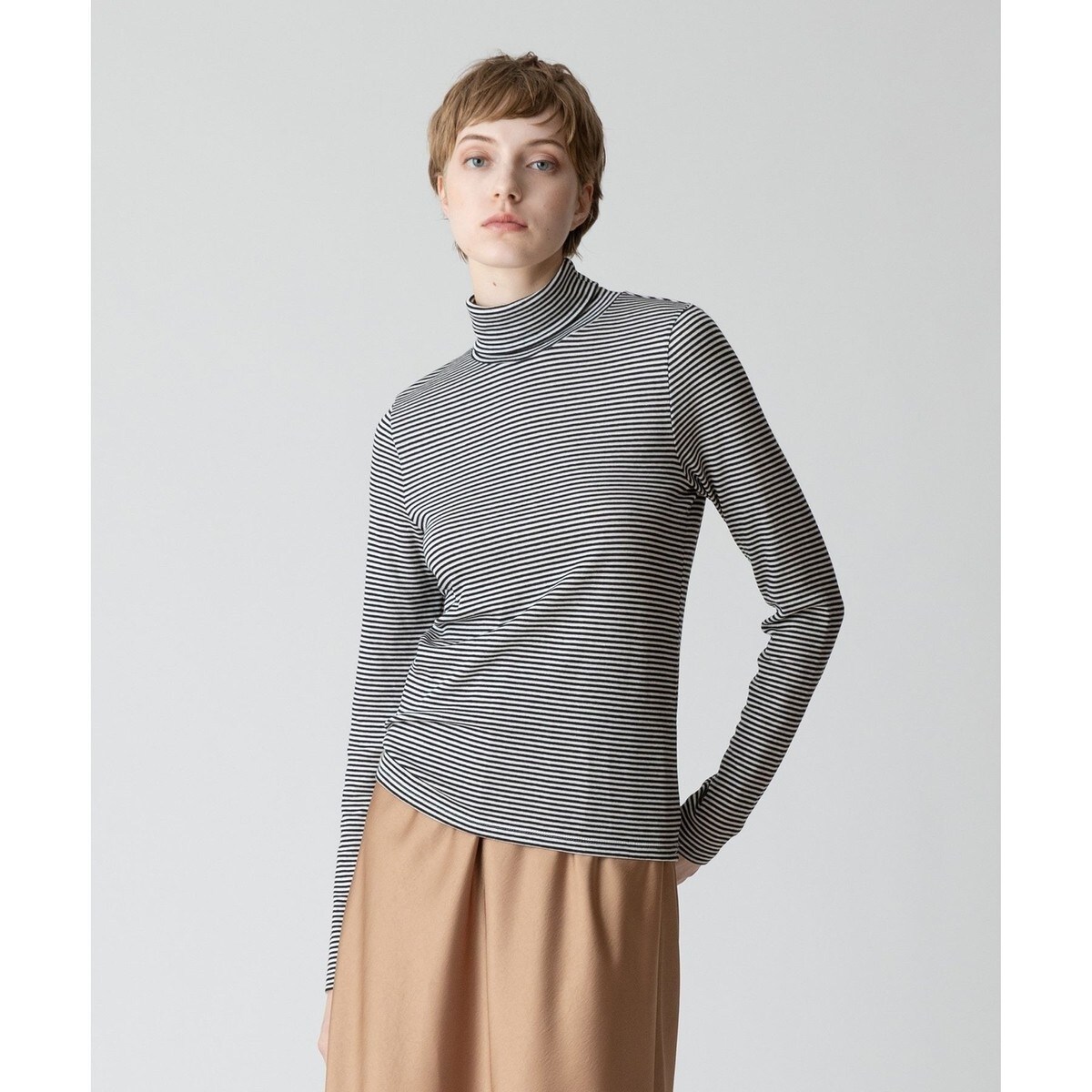 allureville / アルアバイル ウールボーダータートルプルオーバー