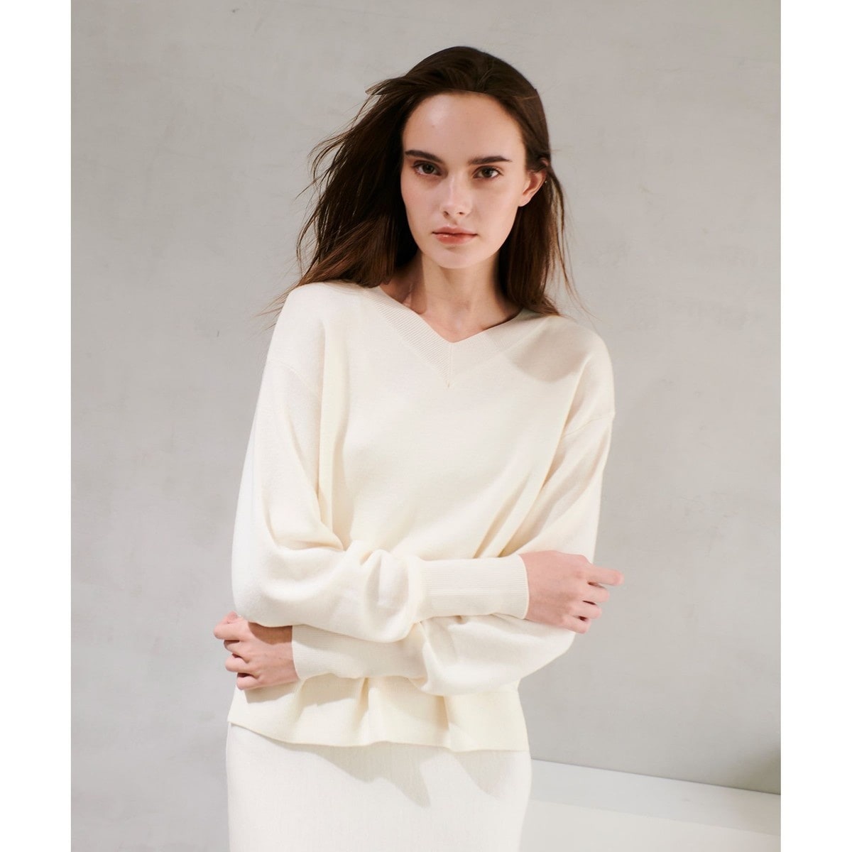 allureville ウールスムース 2WAY ネックプルオーバー セットアップ対応可能】ウールスムース2WAYネックプルオーバー