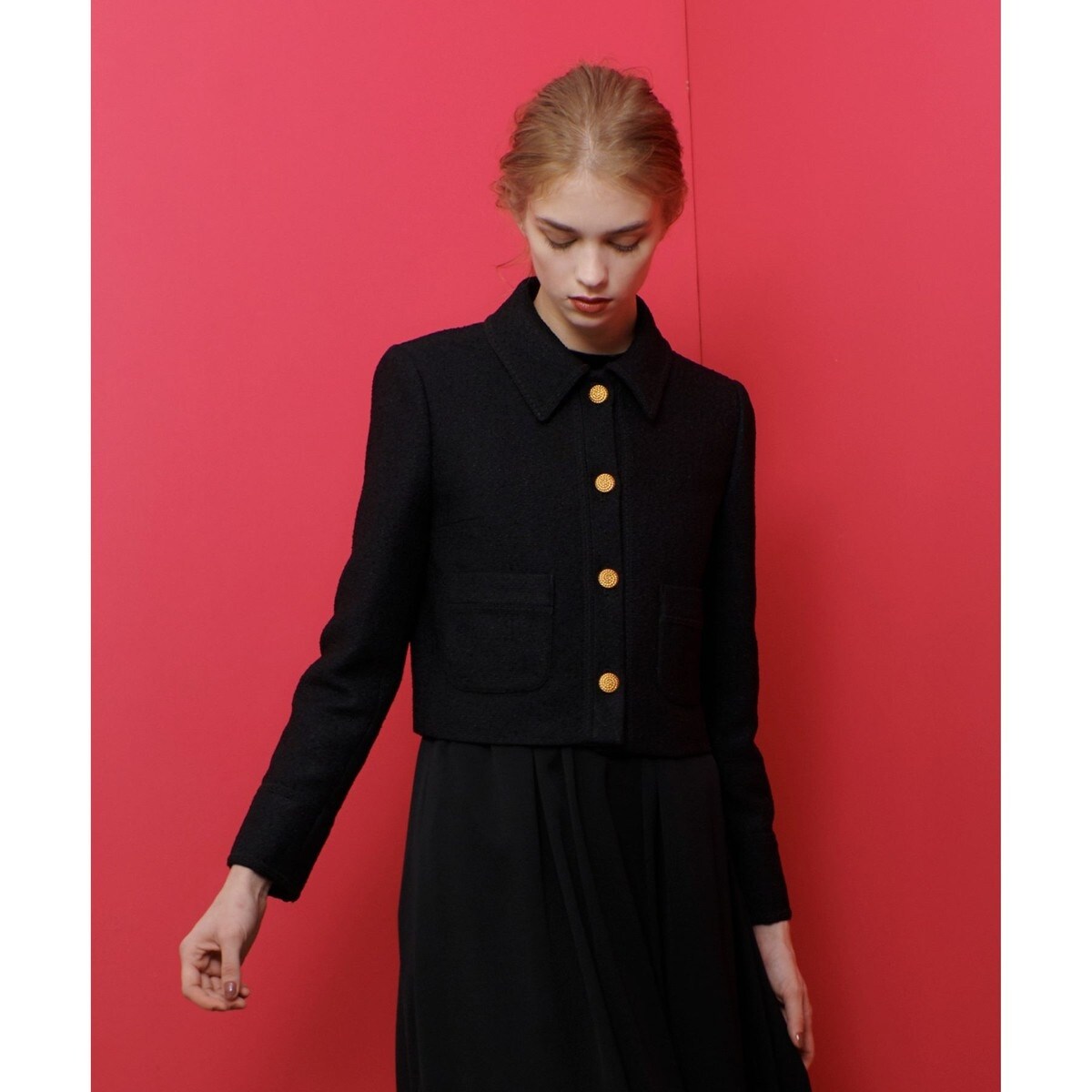 LOULOU WILLOUGHBY】リングツイードステンカラージャケット | ルル