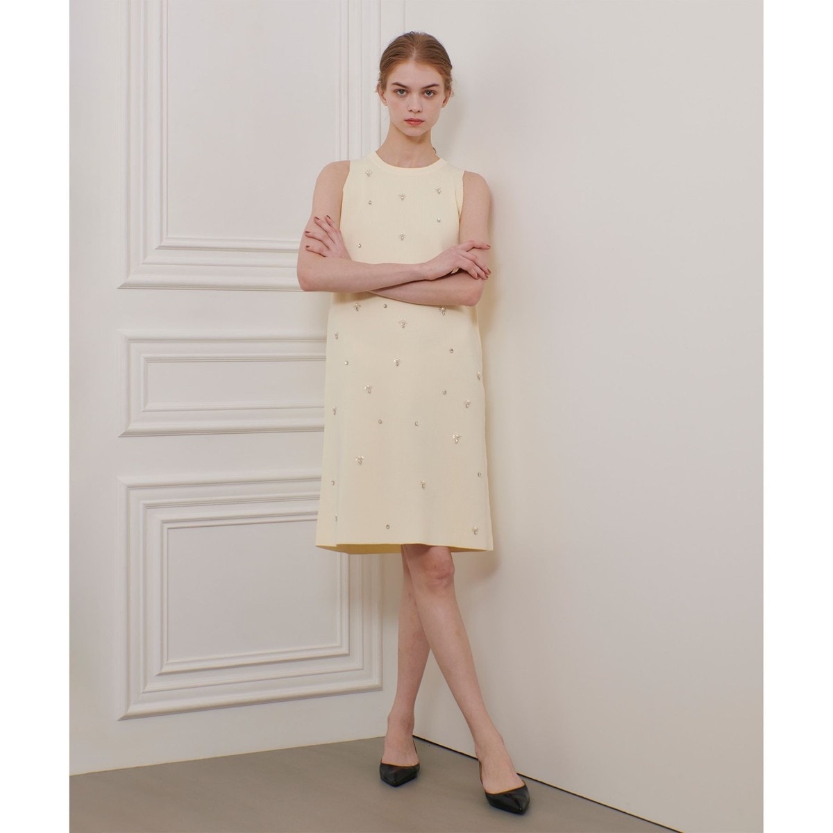 LOULOU WILLOUGHBY】グロッシーツイルティアードワンピース