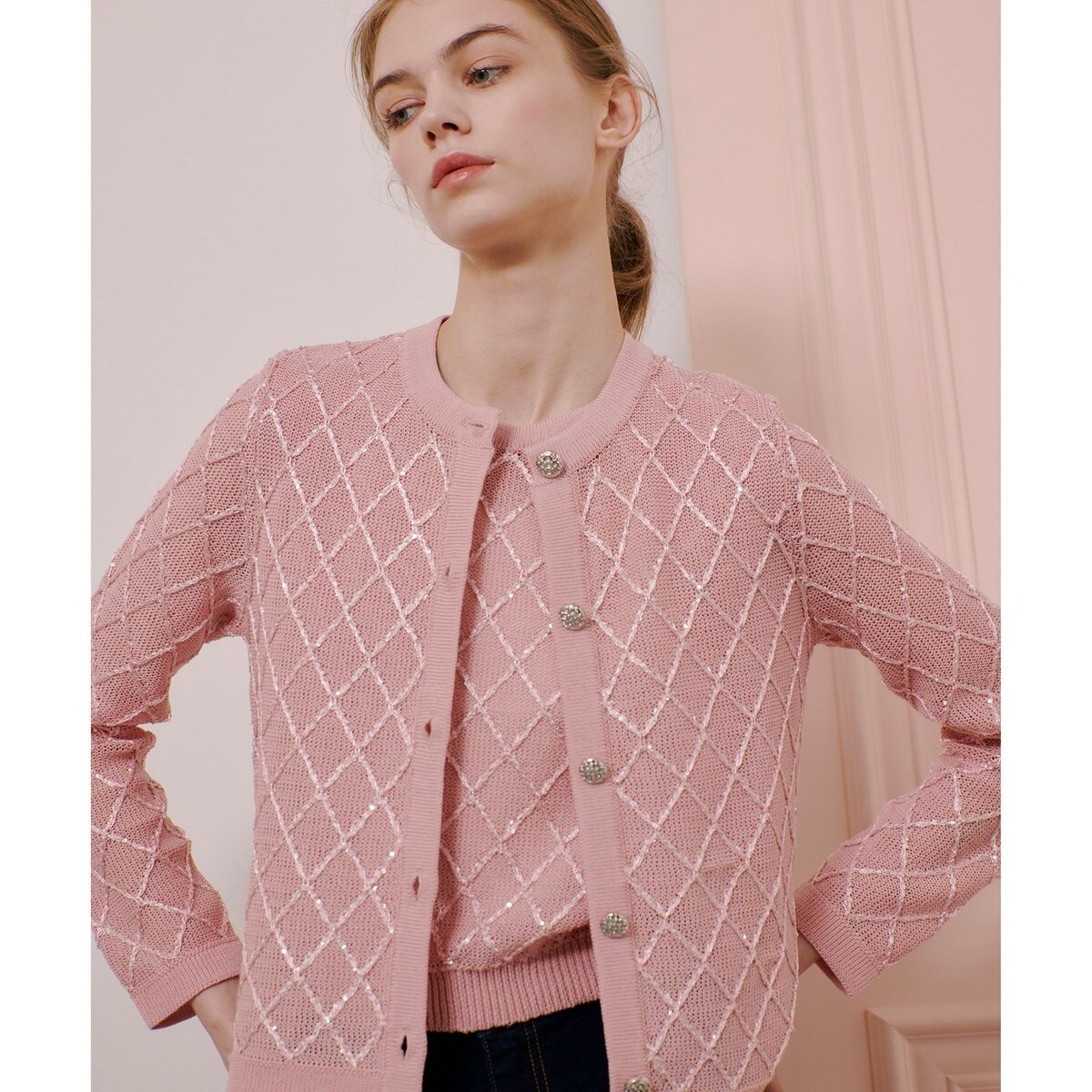 ルルウィルビー　シークインエンブロイダリーカーディガン　セット　アルアバイル LOULOU WILLOUGHBY】シークインエンブロイダリーカーディガン | ルル
