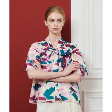 【LOULOU WILLOUGHBY】ブラッシュプリントブラウス