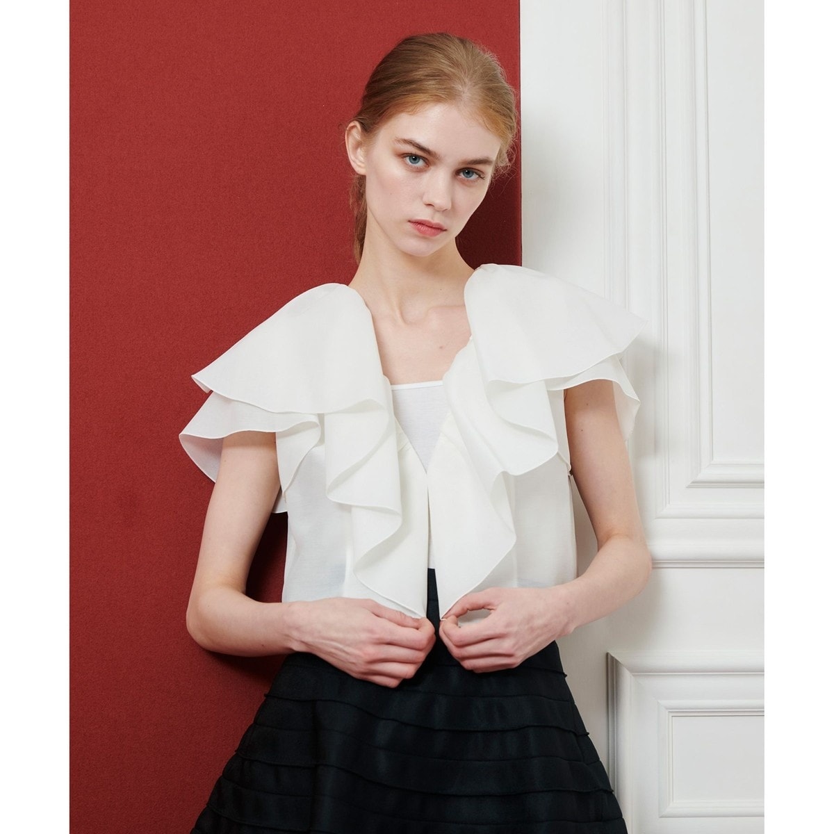 ルルウィルビー】2 赤 ニットワンピース ロング丈 ラグラン袖