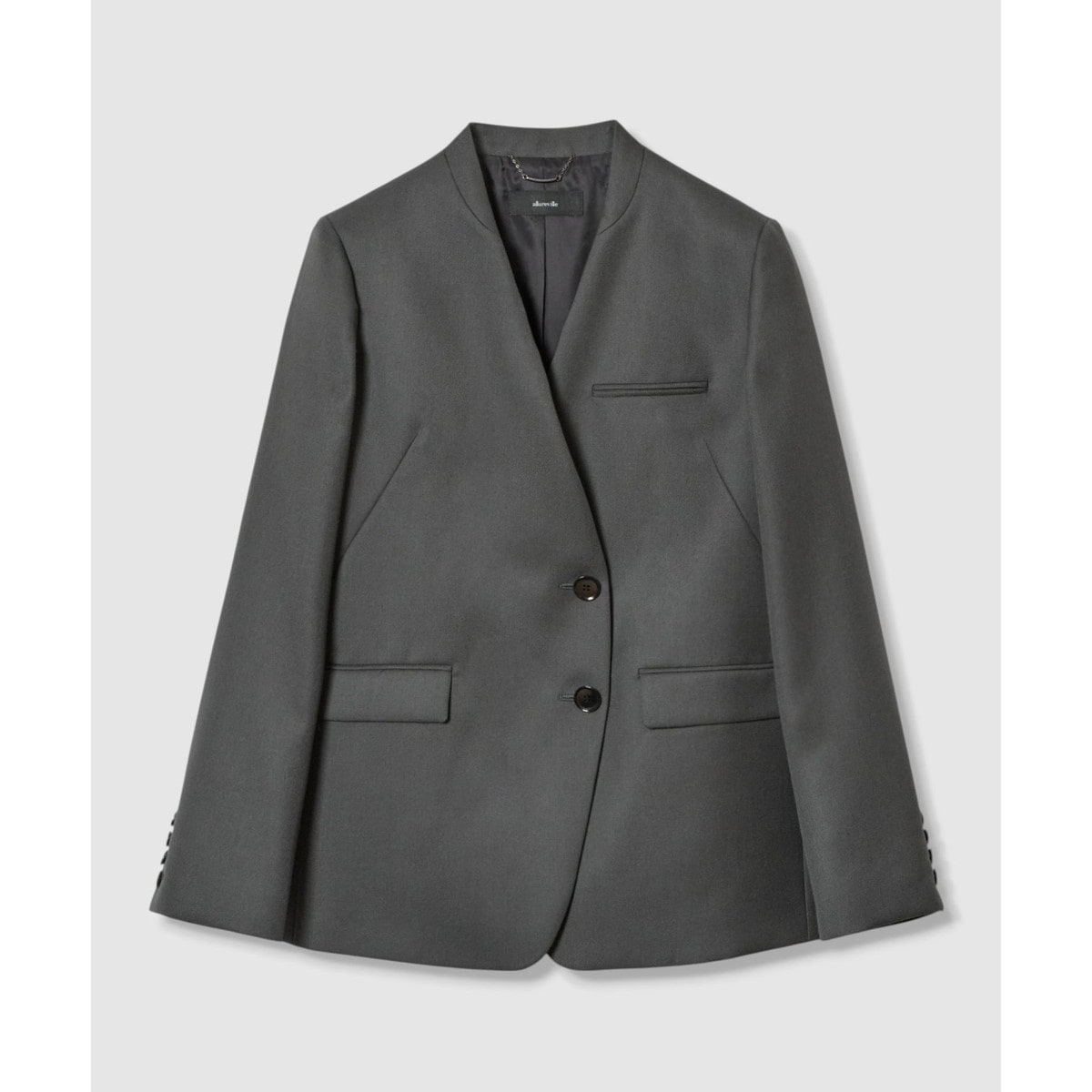 美品 allureville アルアバイル ノーカラー スプリングコート 水色 trim_ofalv_item7fade344cf3511e
