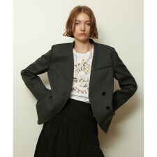 ウールサージノーカラージャケット