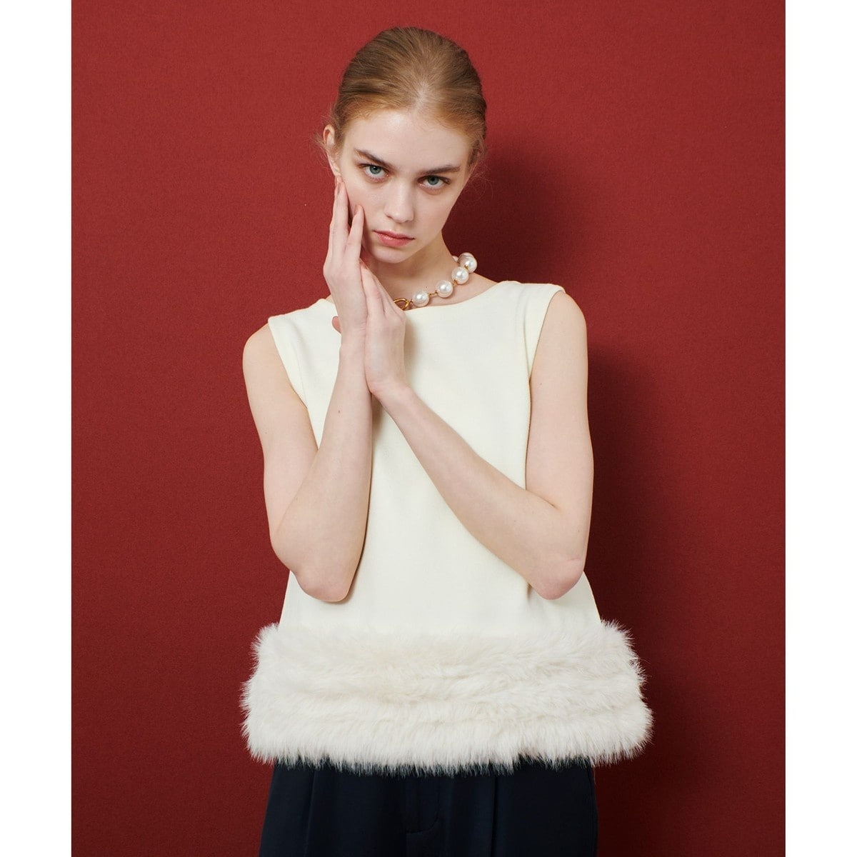 LOULOU WILLOUGHBY】ショルダーリボンミニタンクプルオーバー LOULOU