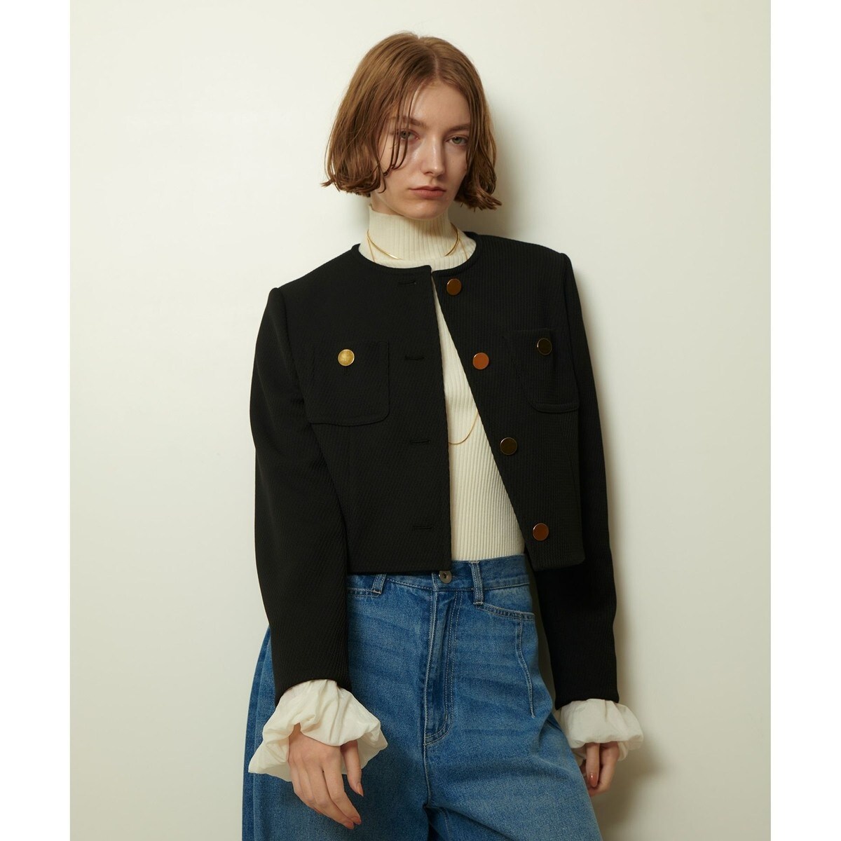 美品⭐️アルアバイル ノーカラー レザー ブルゾン ジャケット ベージュ 近年 MGSABLE 本革 ジャケット レディース ラムレザー ノーカラー