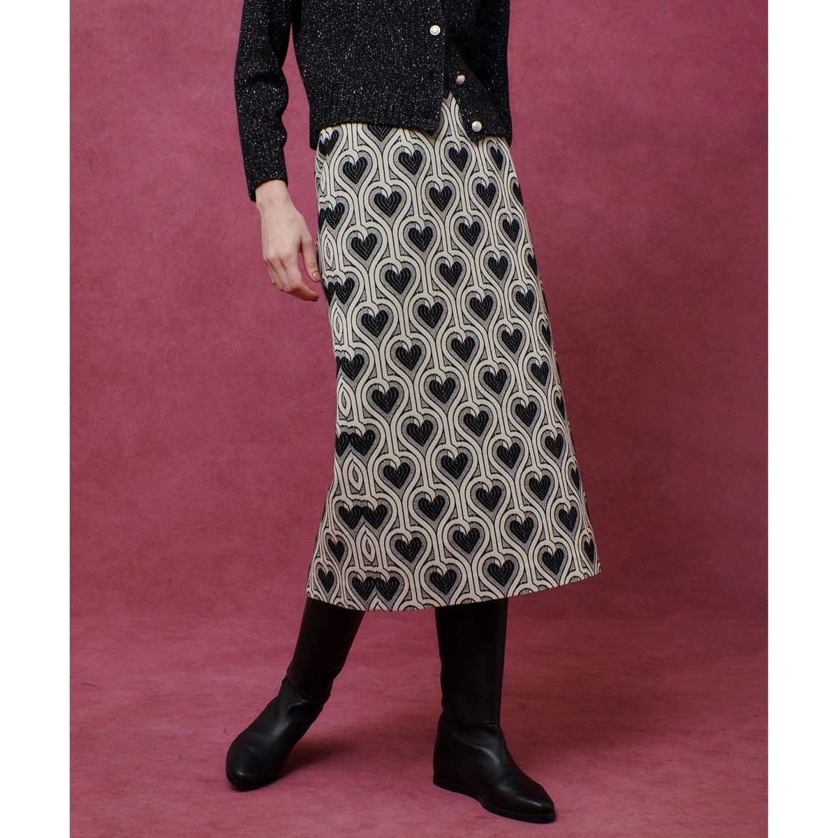 LOULOU WILLOUGHBY】NEONハートJQタイトスカート | ルルウィルビー