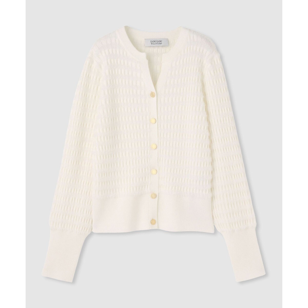 ◇【LOULOU WILLOUGHBY】フェザーボーダーカーディガン | ルル