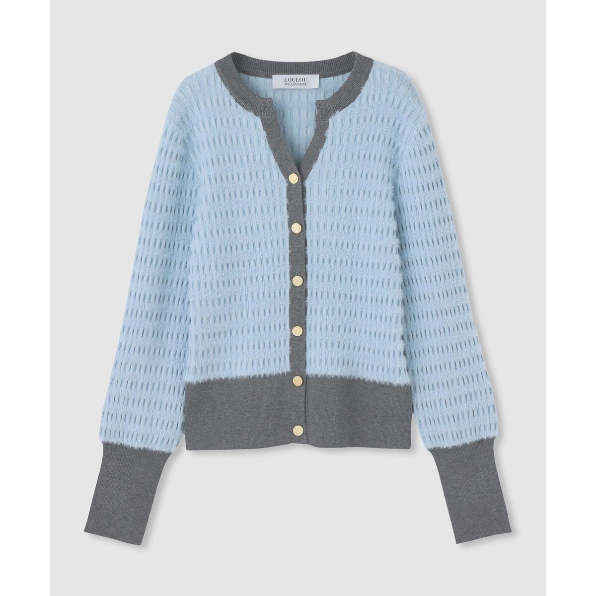 ◇【LOULOU WILLOUGHBY】フェザーボーダーカーディガン | ルル