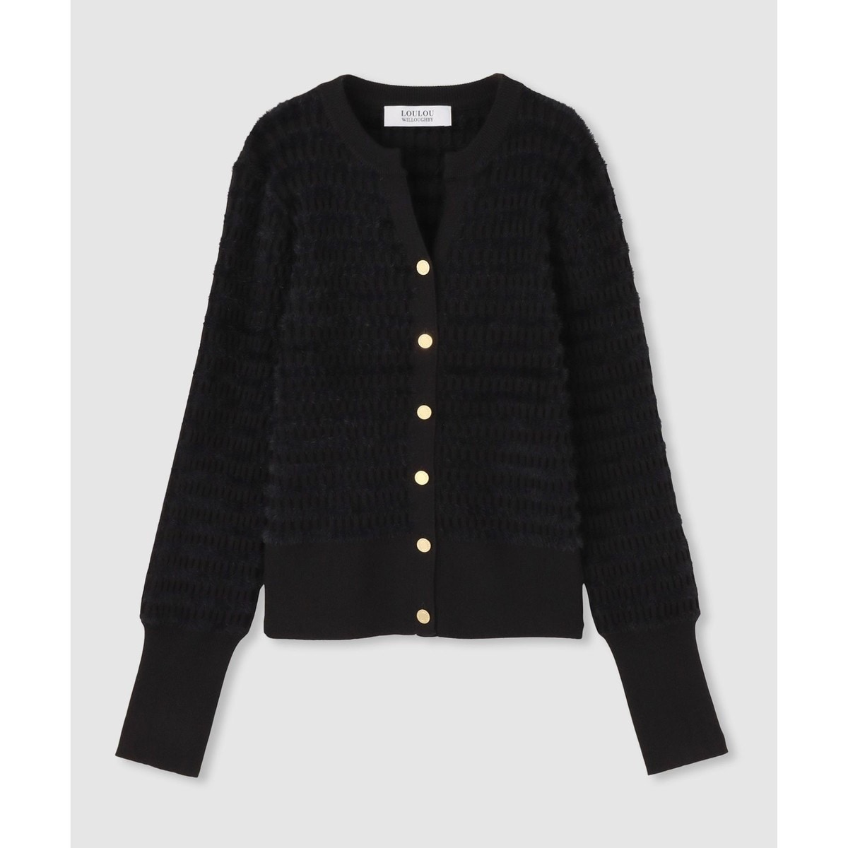 ◇【LOULOU WILLOUGHBY】フェザーボーダーカーディガン | ルル