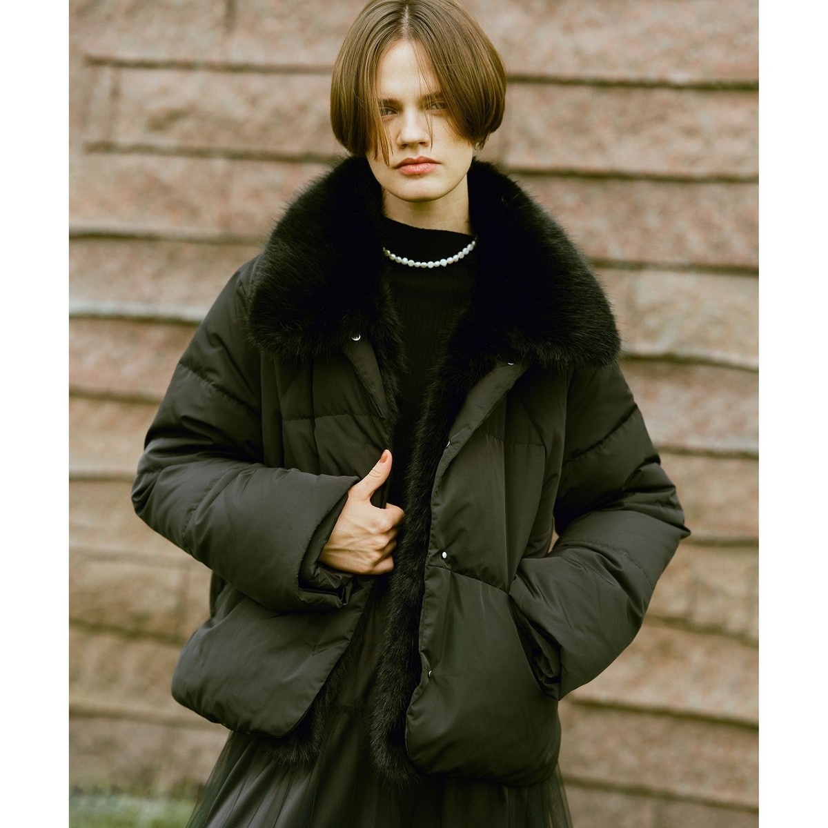 ファーカラーショートダウンコート | アルアバイル(allureville