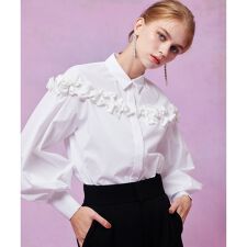 【LOULOU WILLOUGHBY】メニーリボンパフスリーブシャツ