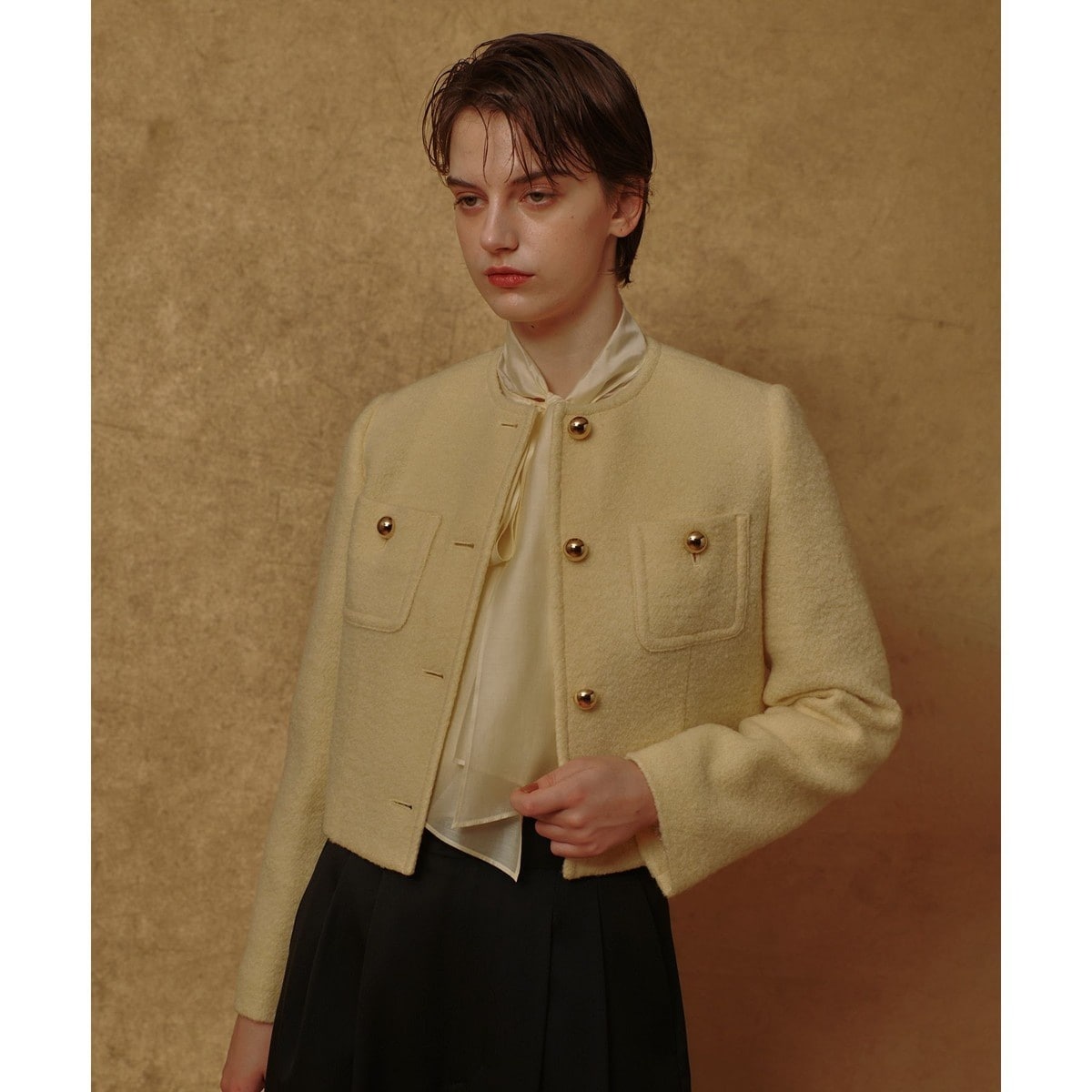 専用23区 完売 ラムレザーノーカラージャケット　40号　¥69,300 ラムレザー ノーカラージャケット / 23区 | ファッション通販 【公式