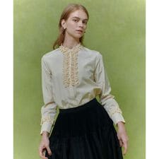 【LOULOU WILLOUGHBY】テクニカルギャザーブラウス