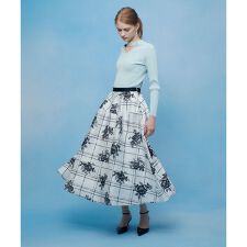 【LOULOU WILLOUGHBY】SILK COフラワーチェックスカート