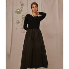 タフタドッキングニットワンピース